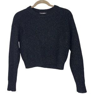 Veronica Beard Women’s size XS Shimmer Black Crop Sweater oversized check meas